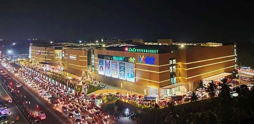 A scenic view of Lulu Mall in Thiruvananthapuram