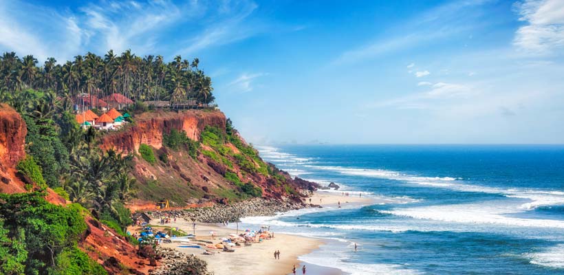 A spectacular view of Varkala beach near Trivandrum.