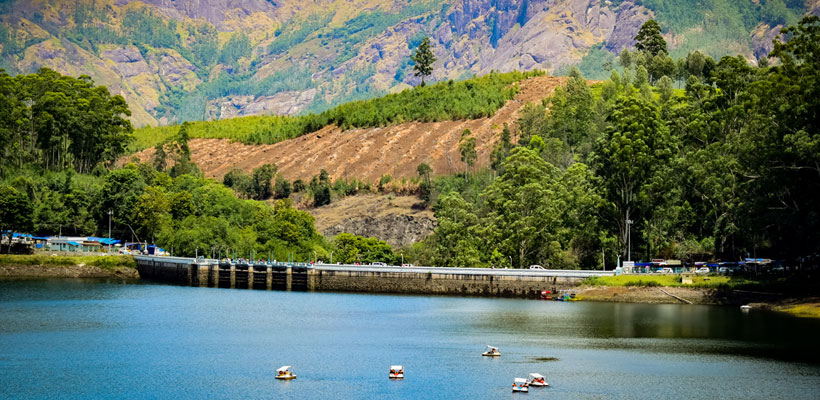 A scenic view of Mattupetty dam in Munnar
