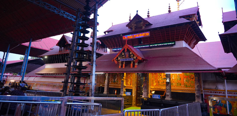 A divine view of Guruvayoor Sree Krishna Temple near Thrissur in the state of Kerala.