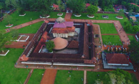 Aerial view of temple in Kerala